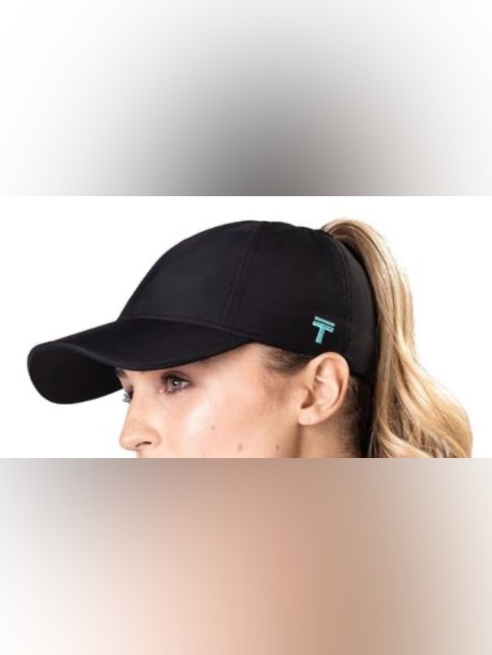 TopKnot Performance Running Hat, Black/Teal, sz M/L